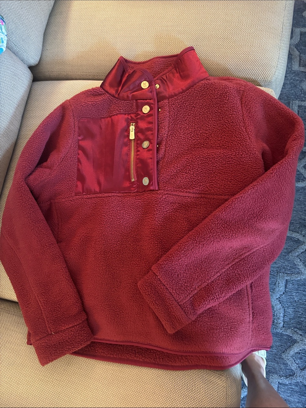 Dudley Stephens Burgundy Sherpa Snap-Pullover